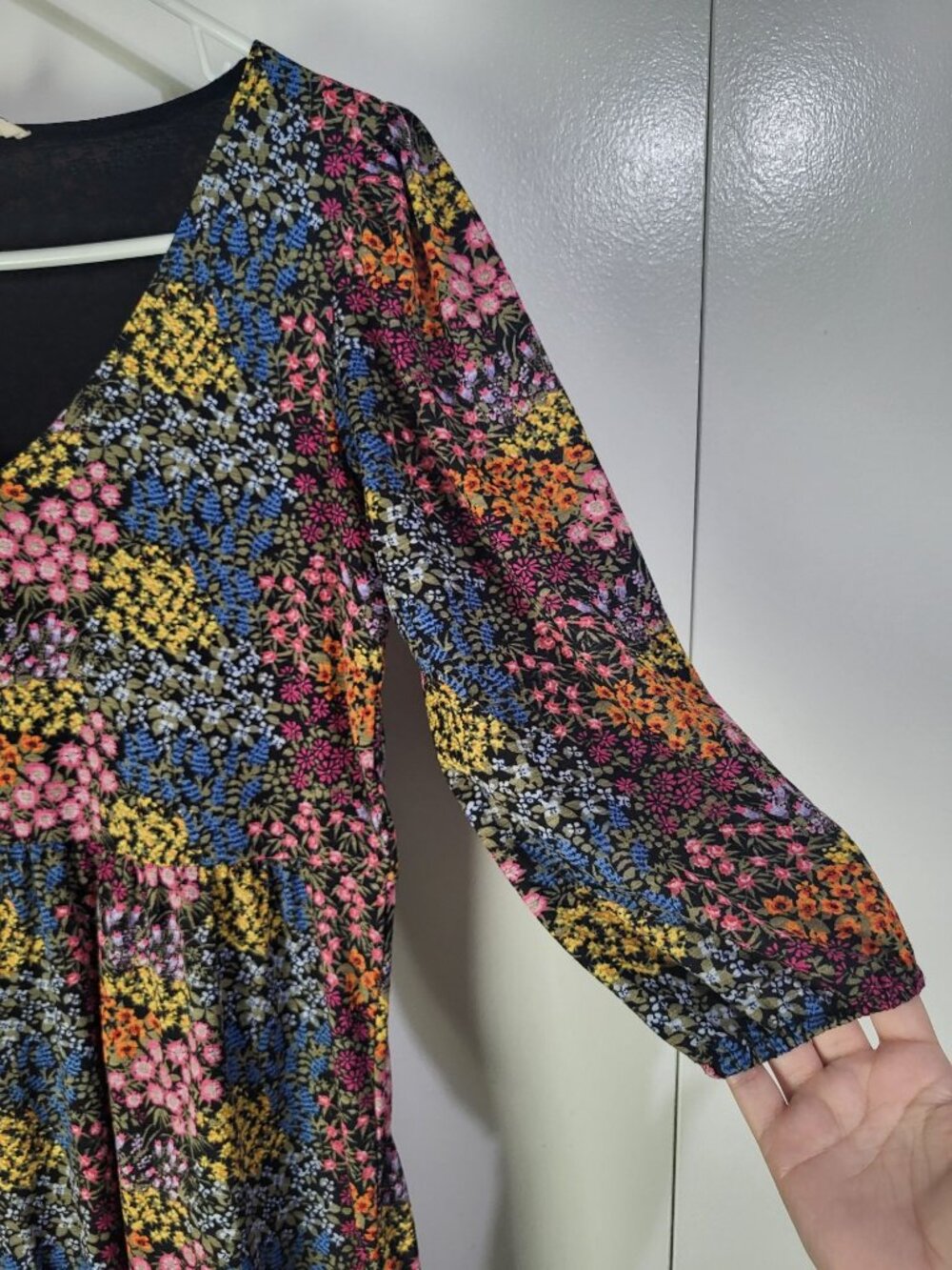 Jane and Delancey Womens XS Floral V Neck Peasant Prairie Maxi Dress - Picture 3 of 9